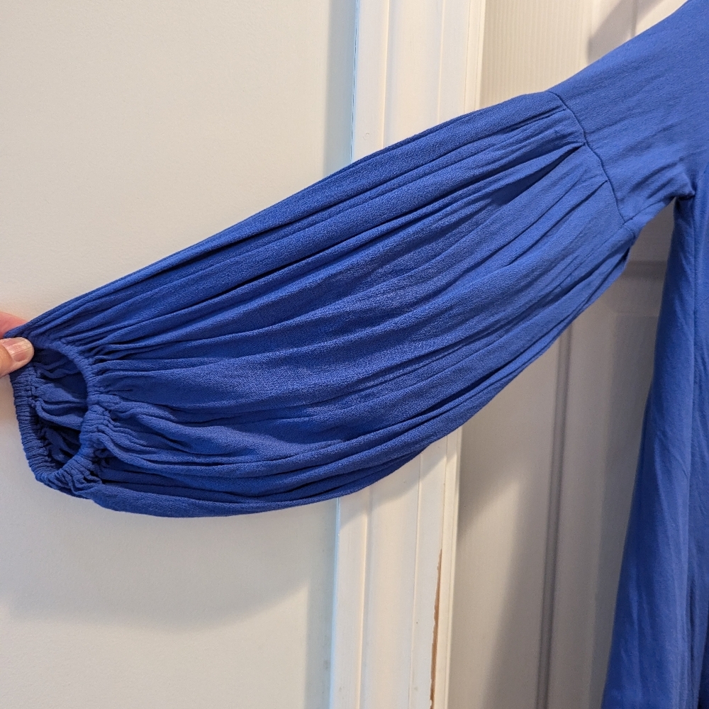 Free People Drift Away Tunic Dress Top Royal Blue Cold Shoulder Size Small *NWOT - Picture 7 of 14